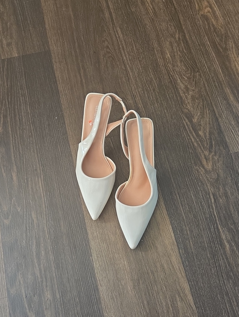Olivia Miller White Patent Pointed Slingback Heels